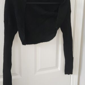 Target Black Ribbed Long Sleeve Cropped Shrug